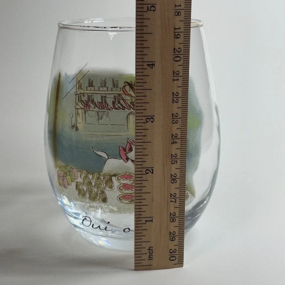 Disney Aristocats Marie Paris Tumbler Wine Glass Gold Rim Parisian‎ Patisserie